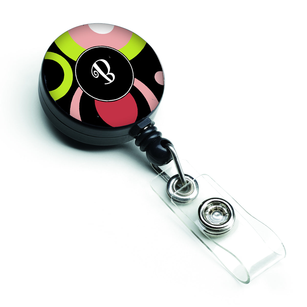 Letter B Monogram - Retro in Black Retractable Badge Reel AM1002-BBR  the-store.com.