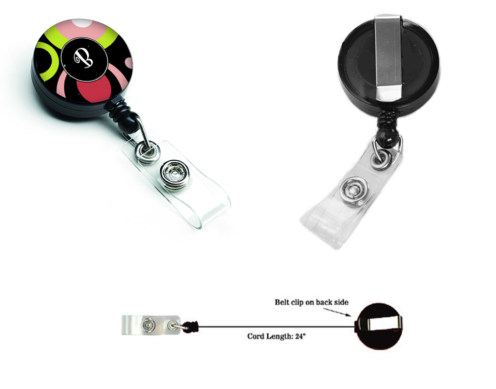 Letter B Monogram - Retro in Black Retractable Badge Reel AM1002-BBR  the-store.com.