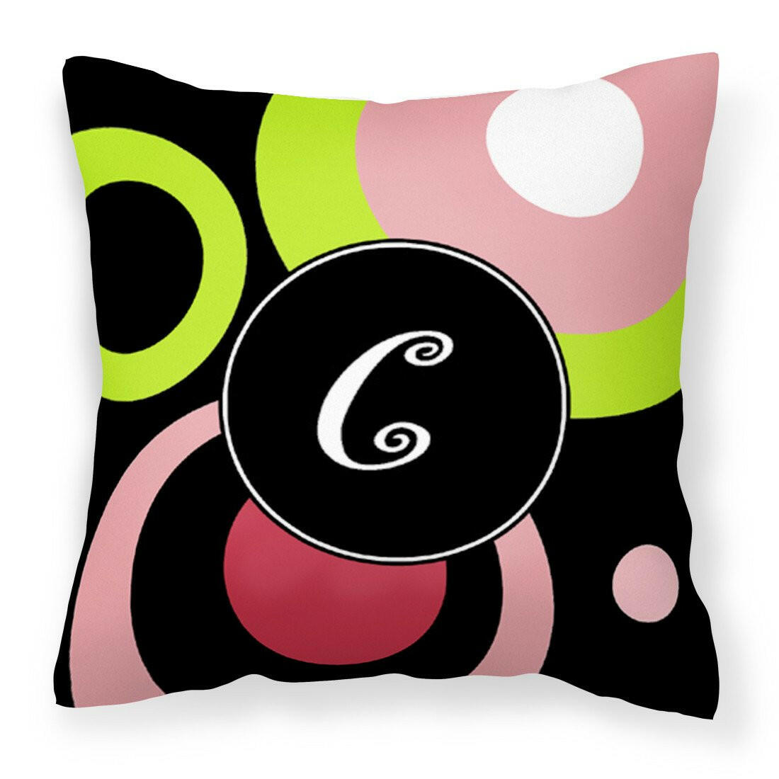 Letter C Monogram - Retro in Black Fabric Decorative Pillow AM1002-CPW1414 - the-store.com