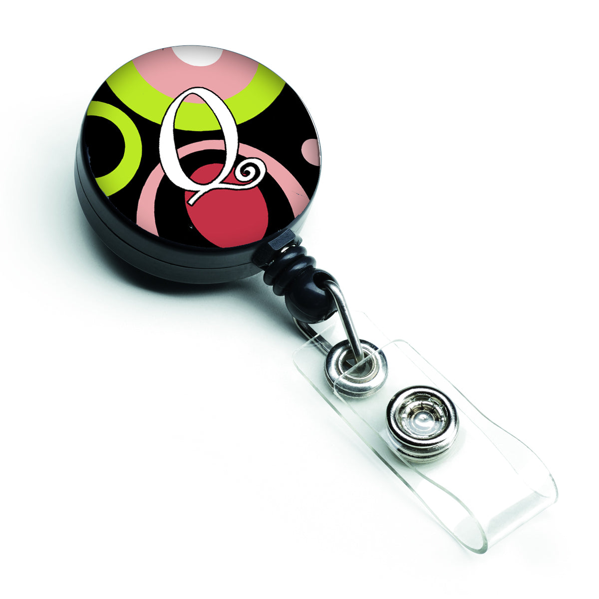 Letter Q Monogram - Retro in Black Retractable Badge Reel AM1002-QBR  the-store.com.