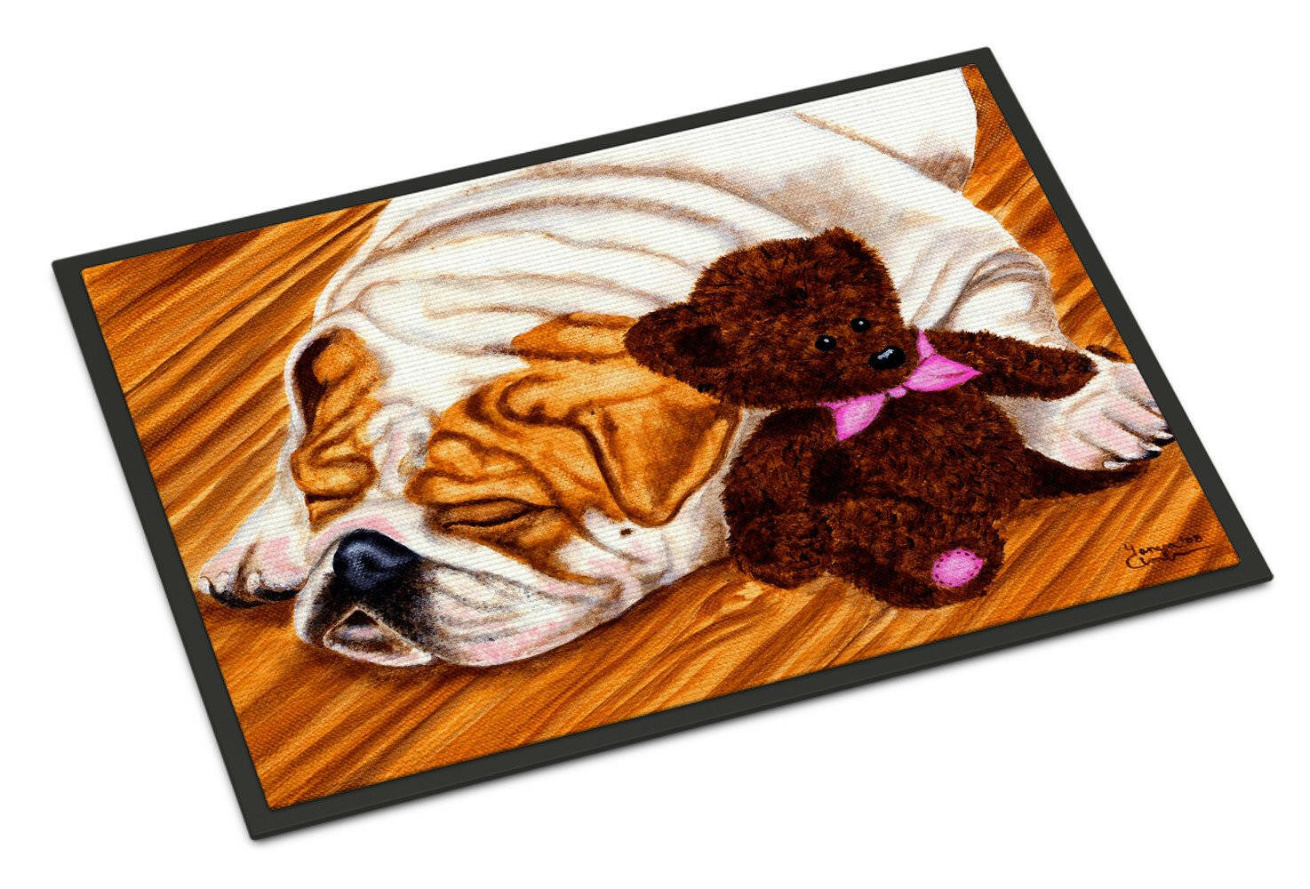 English Bulldog and Teddy Bear Indoor or Outdoor Mat 18x27 AMB1003MAT - the-store.com