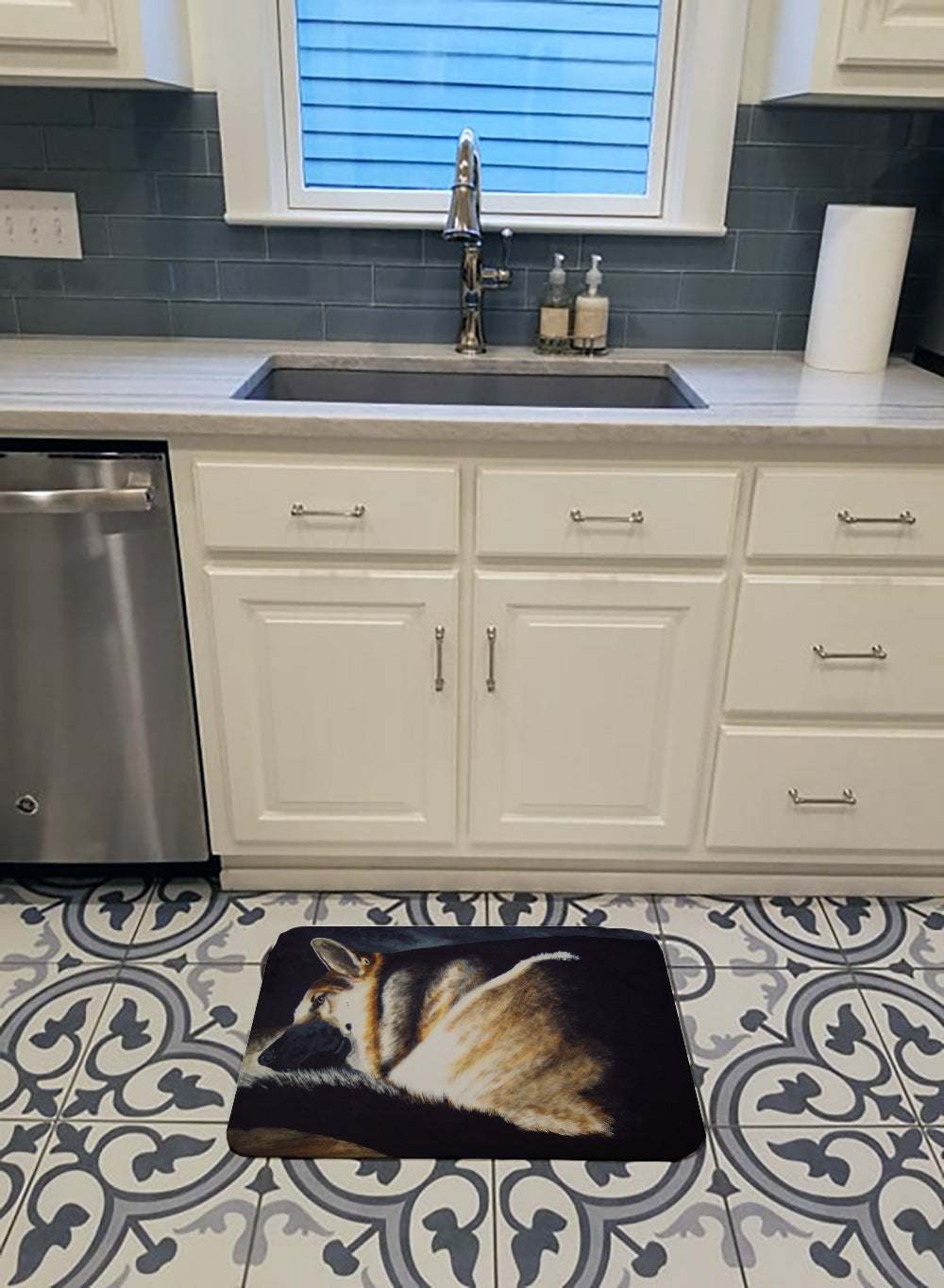 Day Dreamer German Shepherd Machine Washable Memory Foam Mat AMB1042RUG - the-store.com