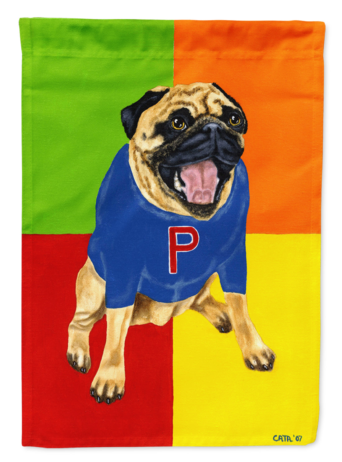 Go Team Varsity Pug Flag Garden Size AMB1068GF  the-store.com.