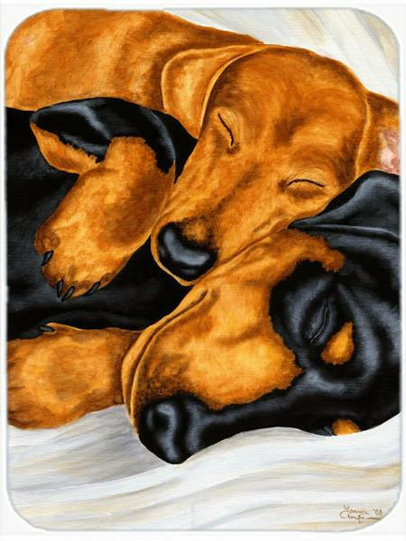 Dachshund Snuggles Glass Cutting Board Large AMB1110LCB by Caroline&#39;s Treasures