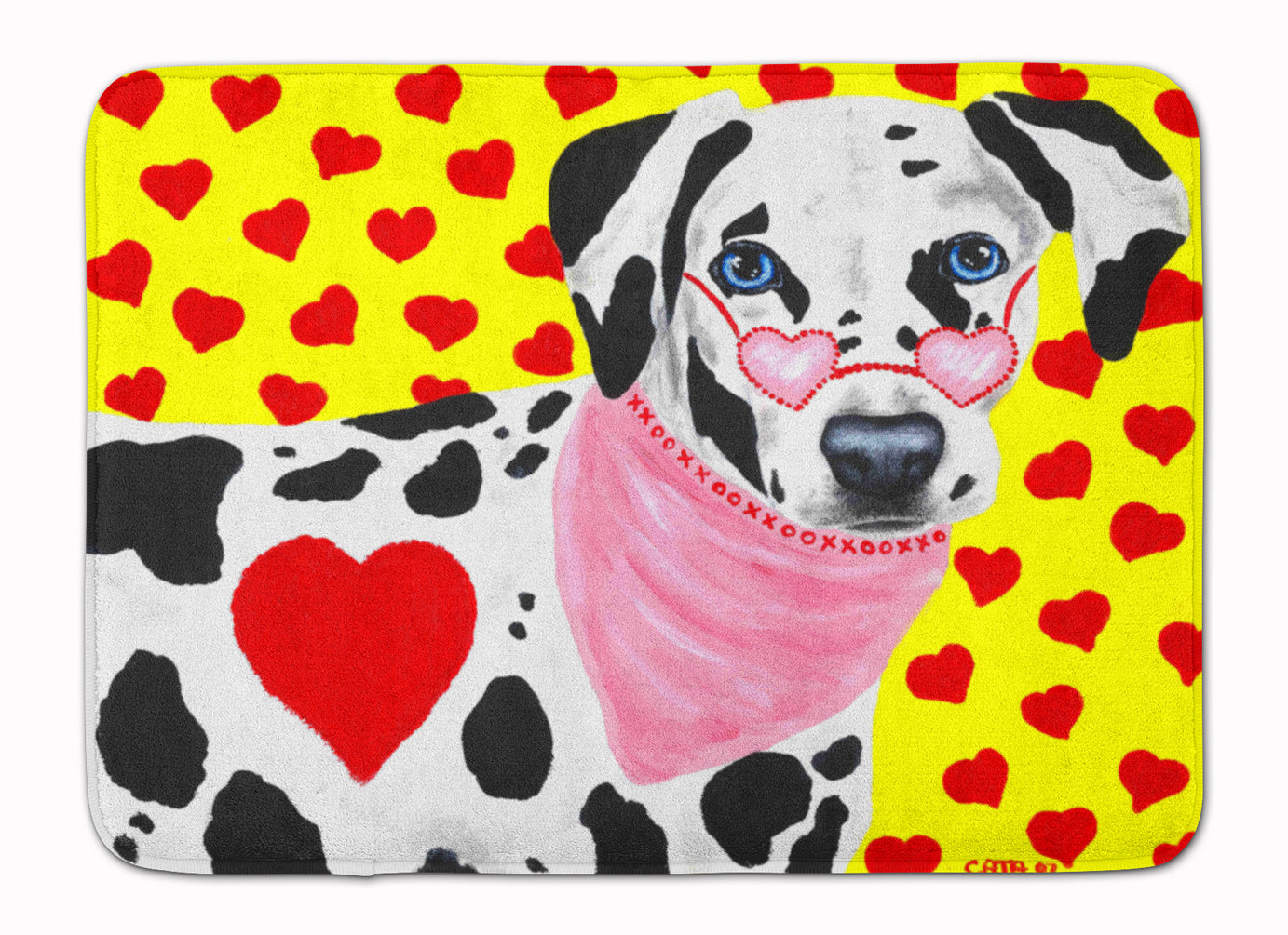 Hearts and Dalmatian Machine Washable Memory Foam Mat AMB1116RUG - the-store.com