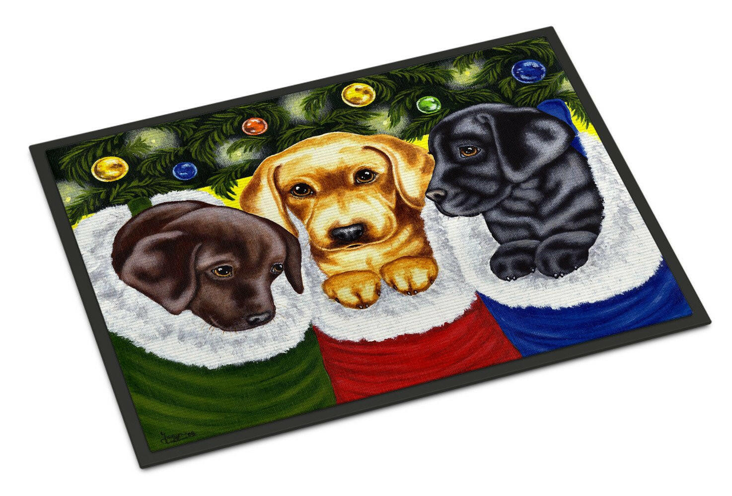 Christmas Stocking Surprise Labrador Indoor or Outdoor Mat 24x36 AMB1315JMAT - the-store.com