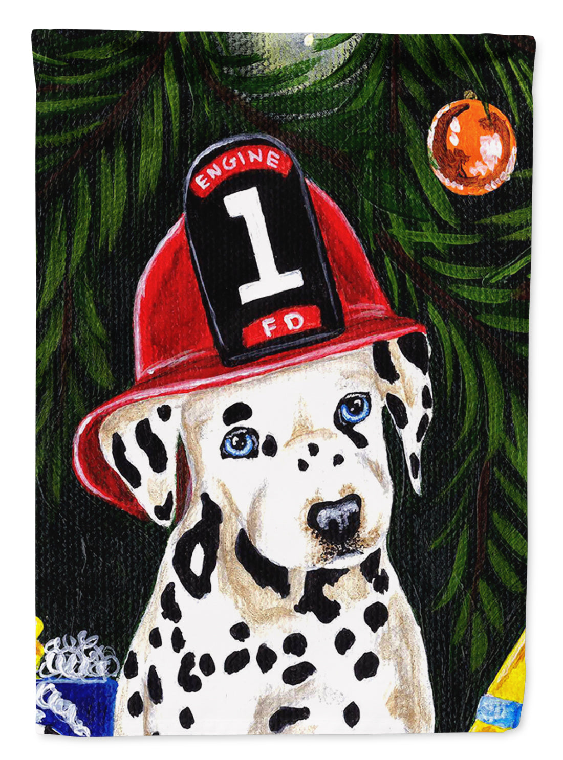 Fire Fighter Christmas Dalmatian Flag Garden Size  the-store.com.