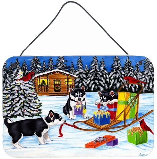 Christmas Mush Siberian Husky Wall or Door Hanging Prints AMB1318DS812 by Caroline&#39;s Treasures