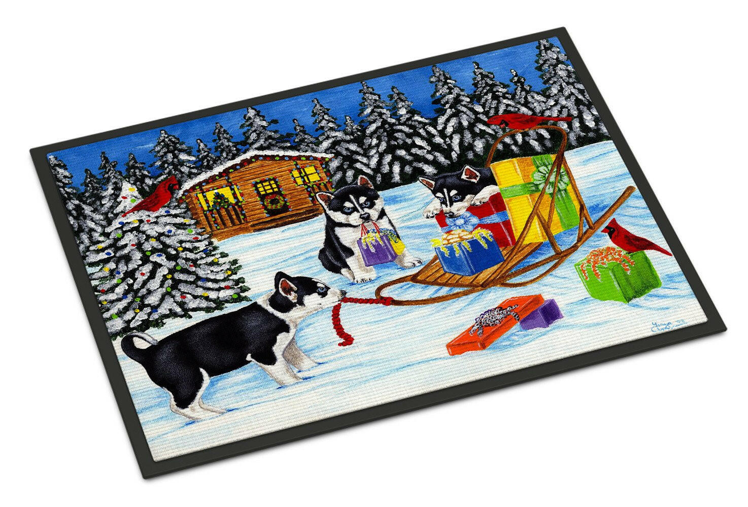 Christmas Mush Siberian Husky Indoor or Outdoor Mat 24x36 AMB1318JMAT - the-store.com