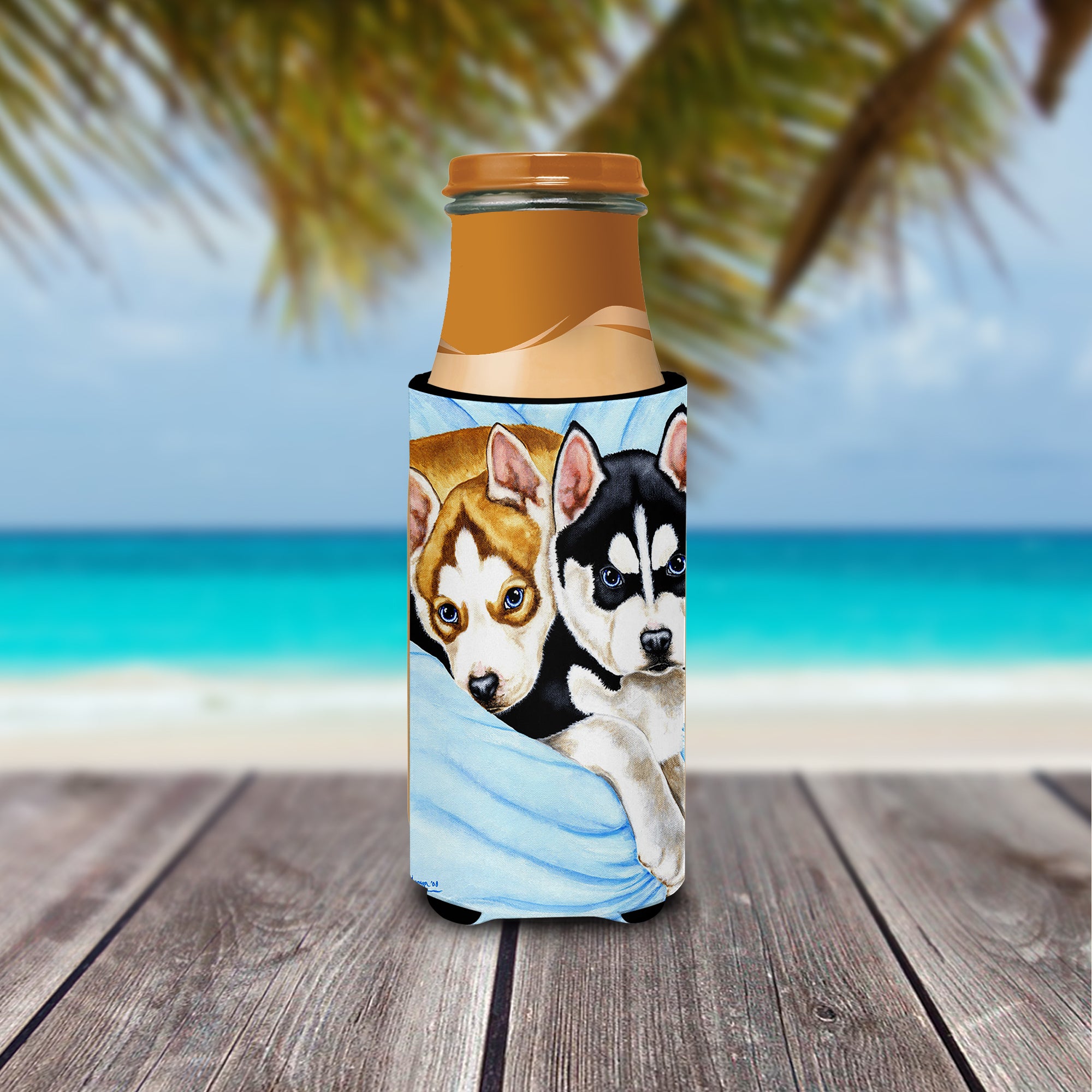 Snow Angels Siberian Husky Ultra Beverage Insulators for slim cans AMB1327MUK  the-store.com.