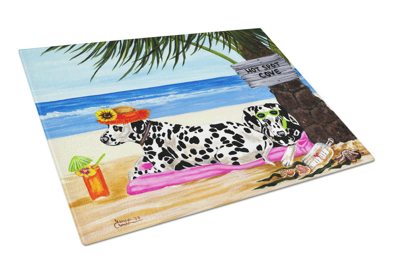 Hot Spot Cove Beach Dalmatian Glass Cutting Board Large AMB1342LCB by Caroline's Treasures