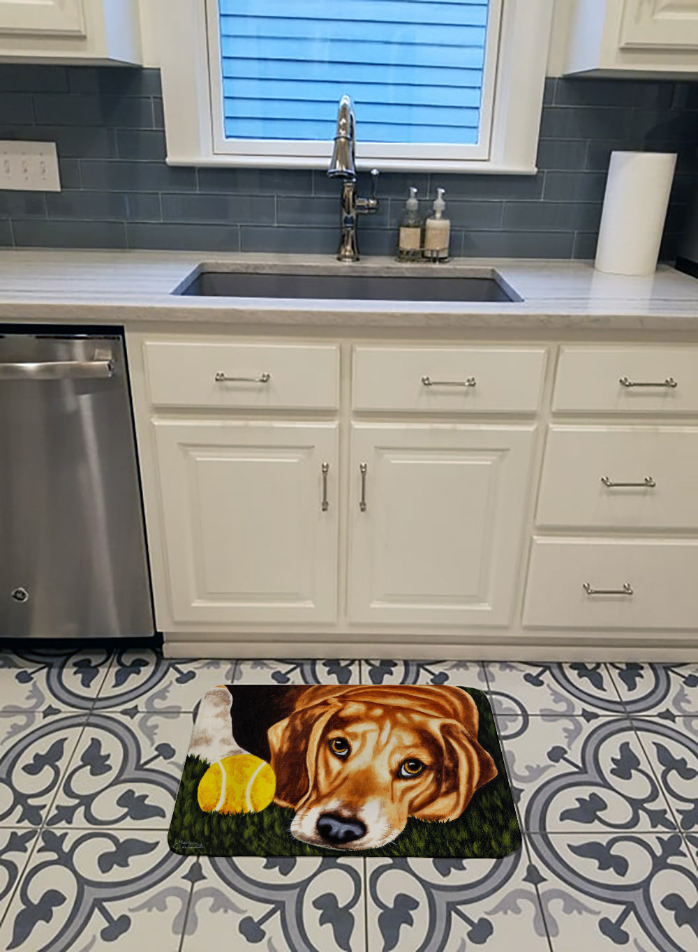 Have Ball Will Travel Beagle Machine Washable Memory Foam Mat AMB1358RUG - the-store.com