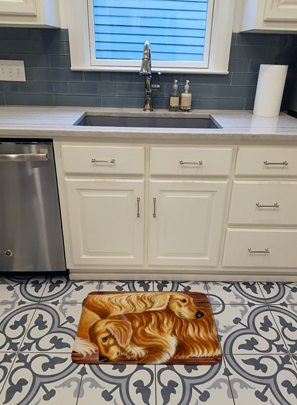 Zeus and Chloie the Golden Retrievers Machine Washable Memory Foam Mat AMB1387RUG - the-store.com