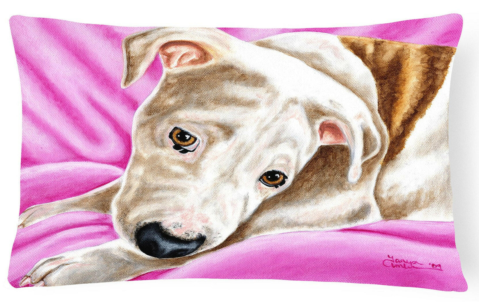 Dream Girl Pit Bull Fabric Decorative Pillow AMB1413PW1216 by Caroline's Treasures