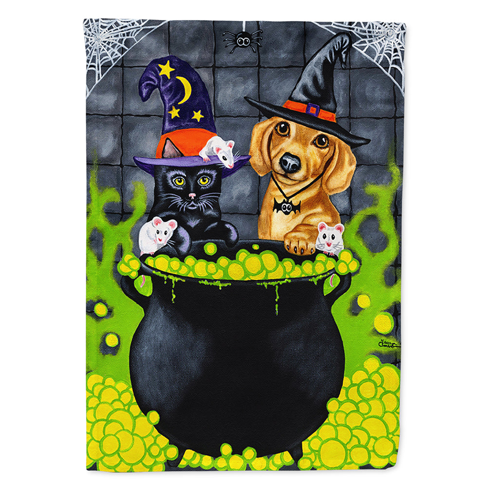 Brewing up Trouble Halloween Dachshund Flag Canvas House Size AMB1434CHF  the-store.com.