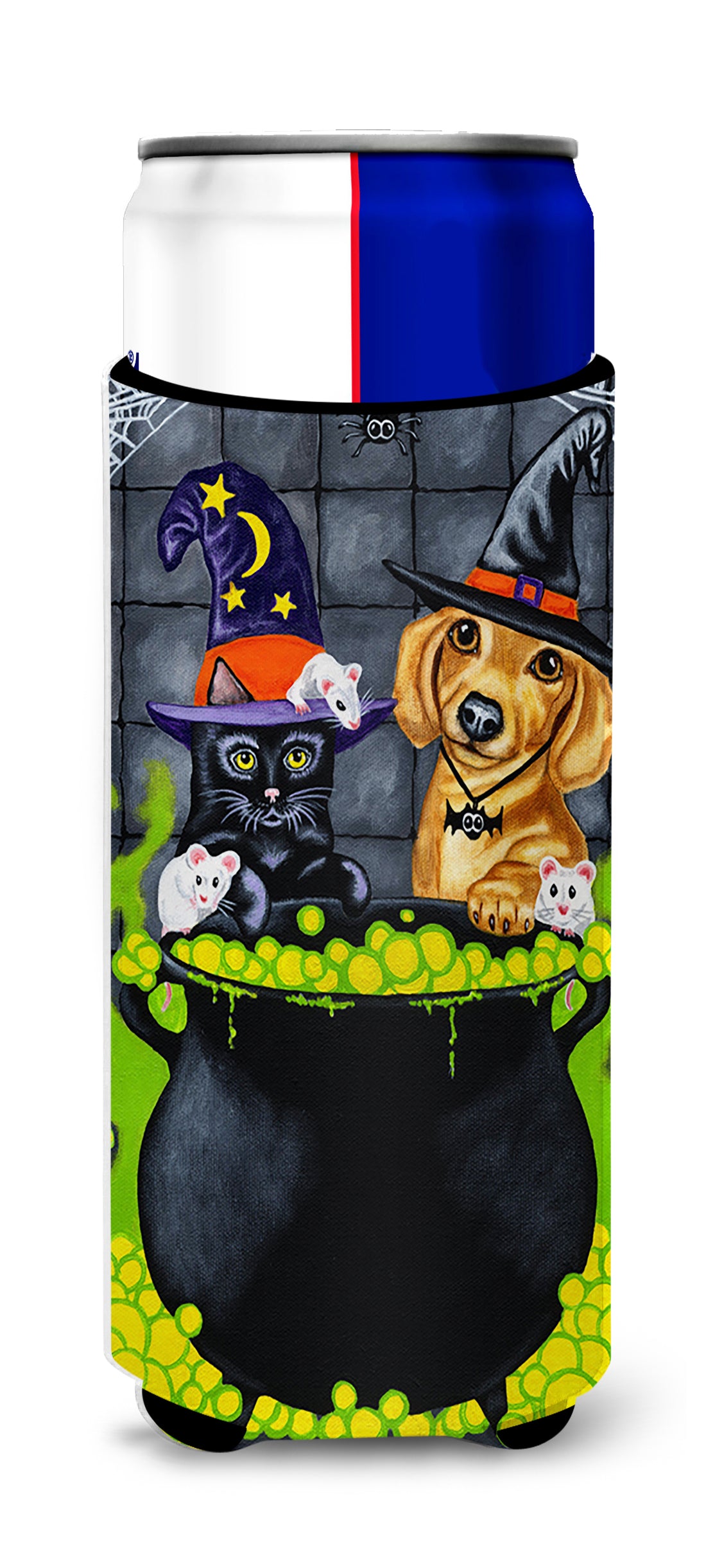 Brewing up Trouble Halloween Dachshund Ultra Beverage Insulators for slim cans AMB1434MUK  the-store.com.