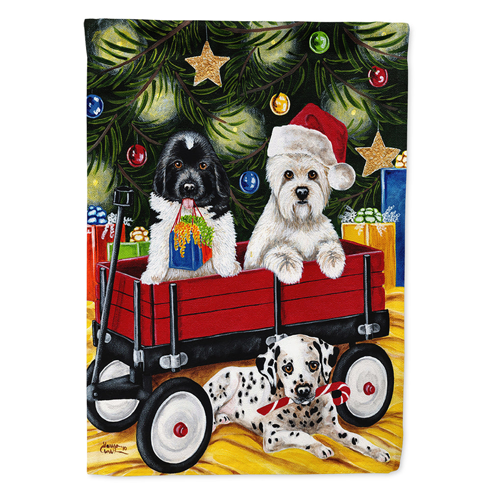 Christmas Westie, Newfoundland, Dalmatian Flag Canvas House Size AMB1445CHF  the-store.com.