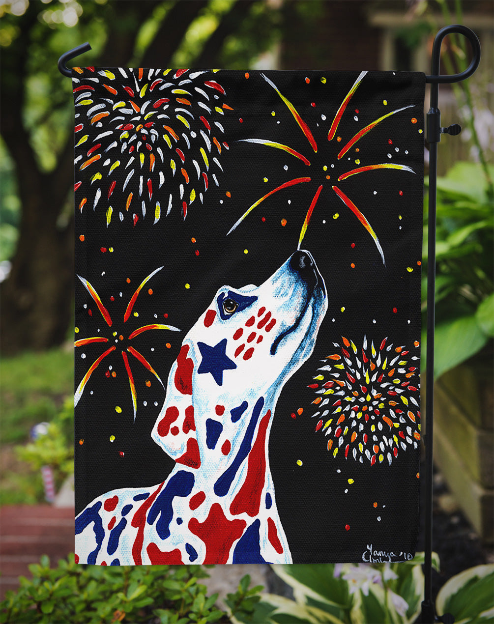 For our Heros Fireworks Patriotic Dalmatian Flag Garden Size  the-store.com.