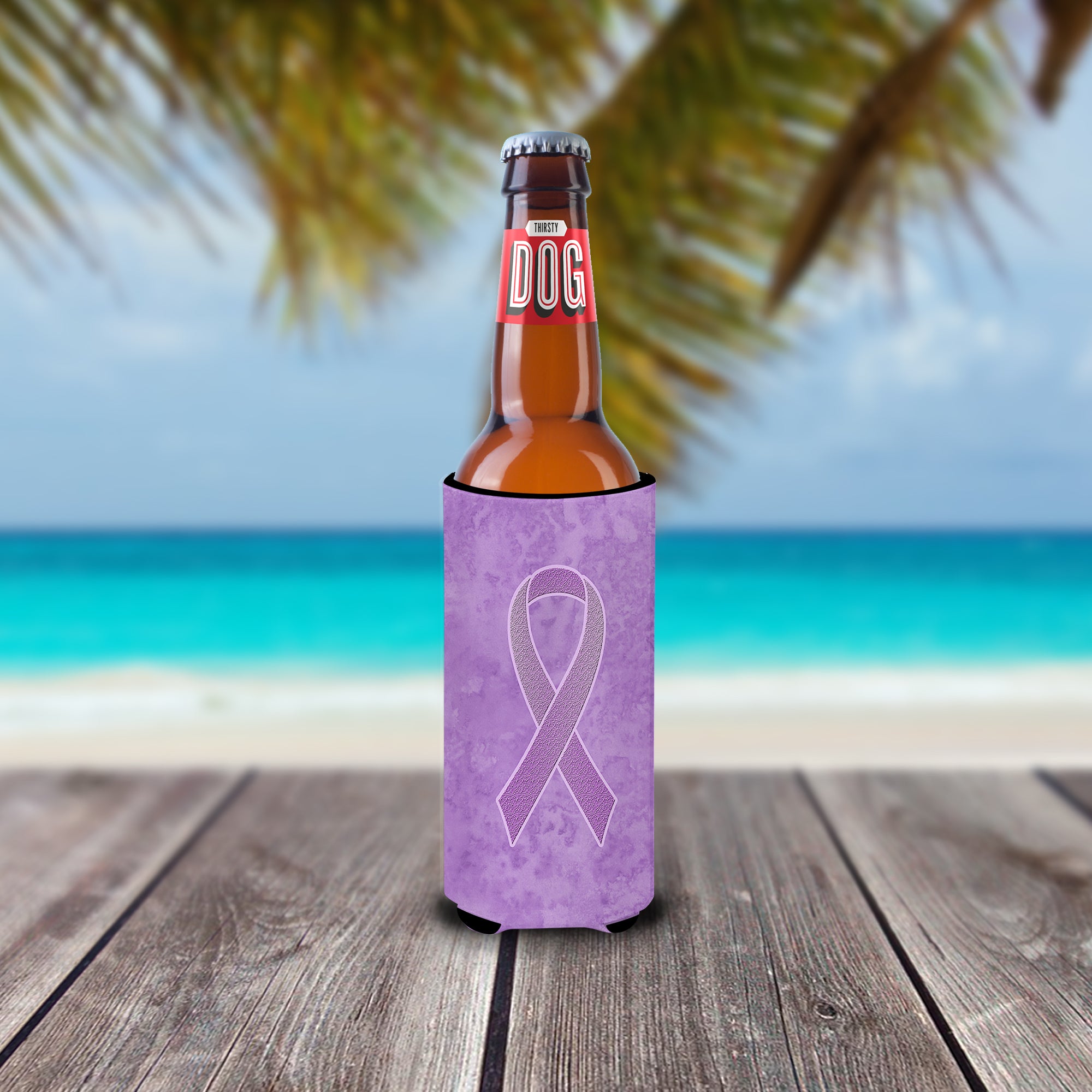 Lavender Ribbon for All Cancer Awareness Ultra Beverage Insulators for slim cans AN1200MUK.