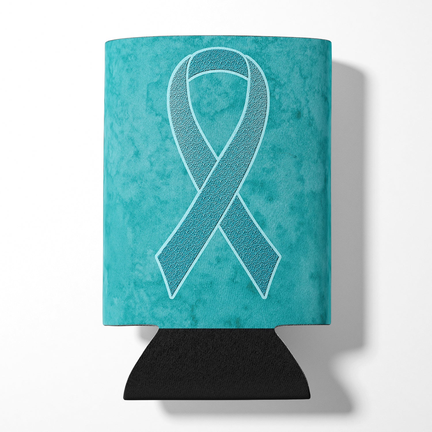 Teal Ribbon for Ovarian Cancer Awareness Can or Bottle Hugger AN1201CC.