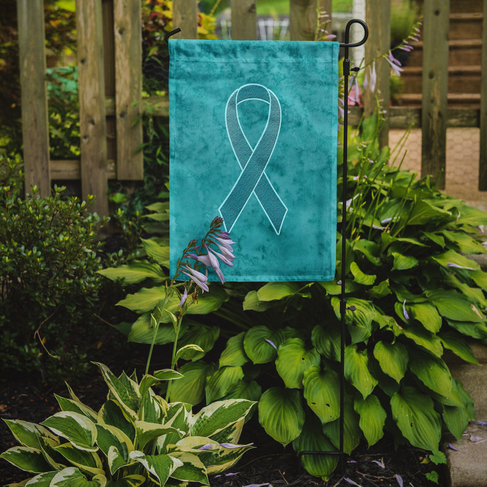 Teal Ribbon for Ovarian Cancer Awareness Flag Garden Size AN1201GF  the-store.com.