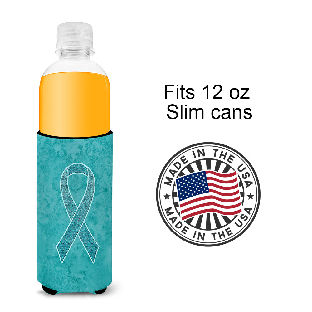 Teal Ribbon for Ovarian Cancer Awareness Ultra Beverage Insulators for slim cans AN1201MUK.