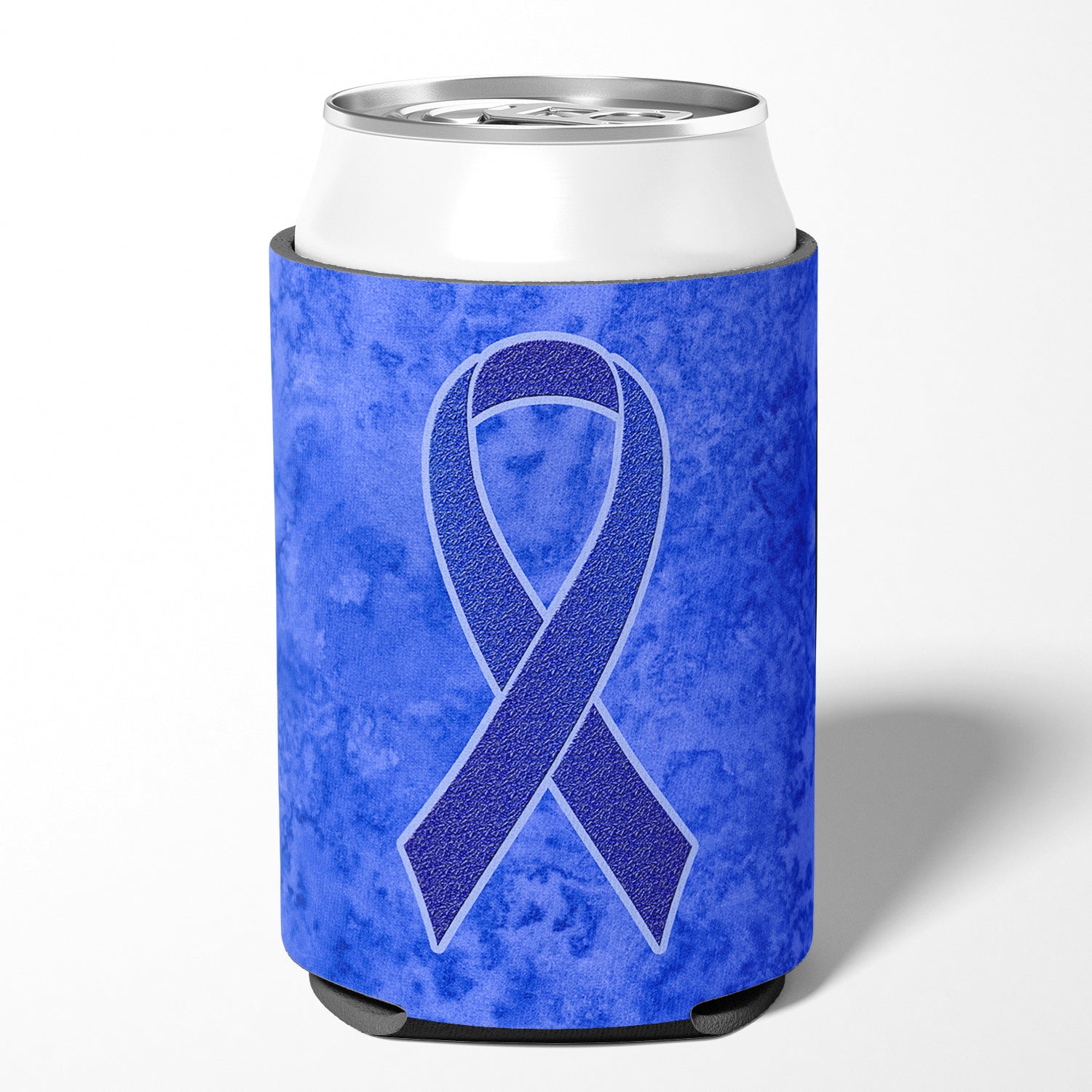 Dark Blue Ribbon for Colon Cancer Awareness Can or Bottle Hugger AN1202CC.