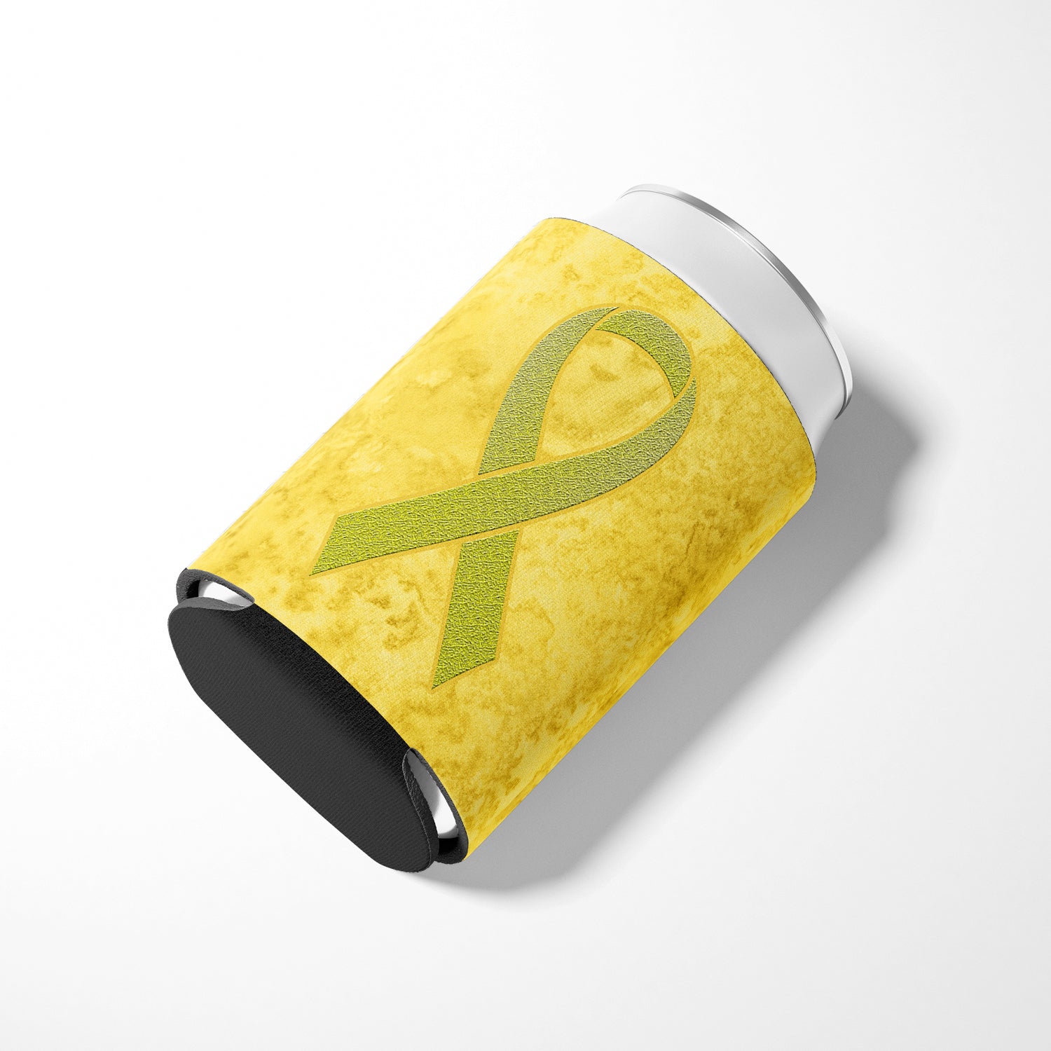 Yellow Ribbon for Sarcoma, Bone or Bladder Cancer Awareness Can or Bottle Hugger AN1203CC.