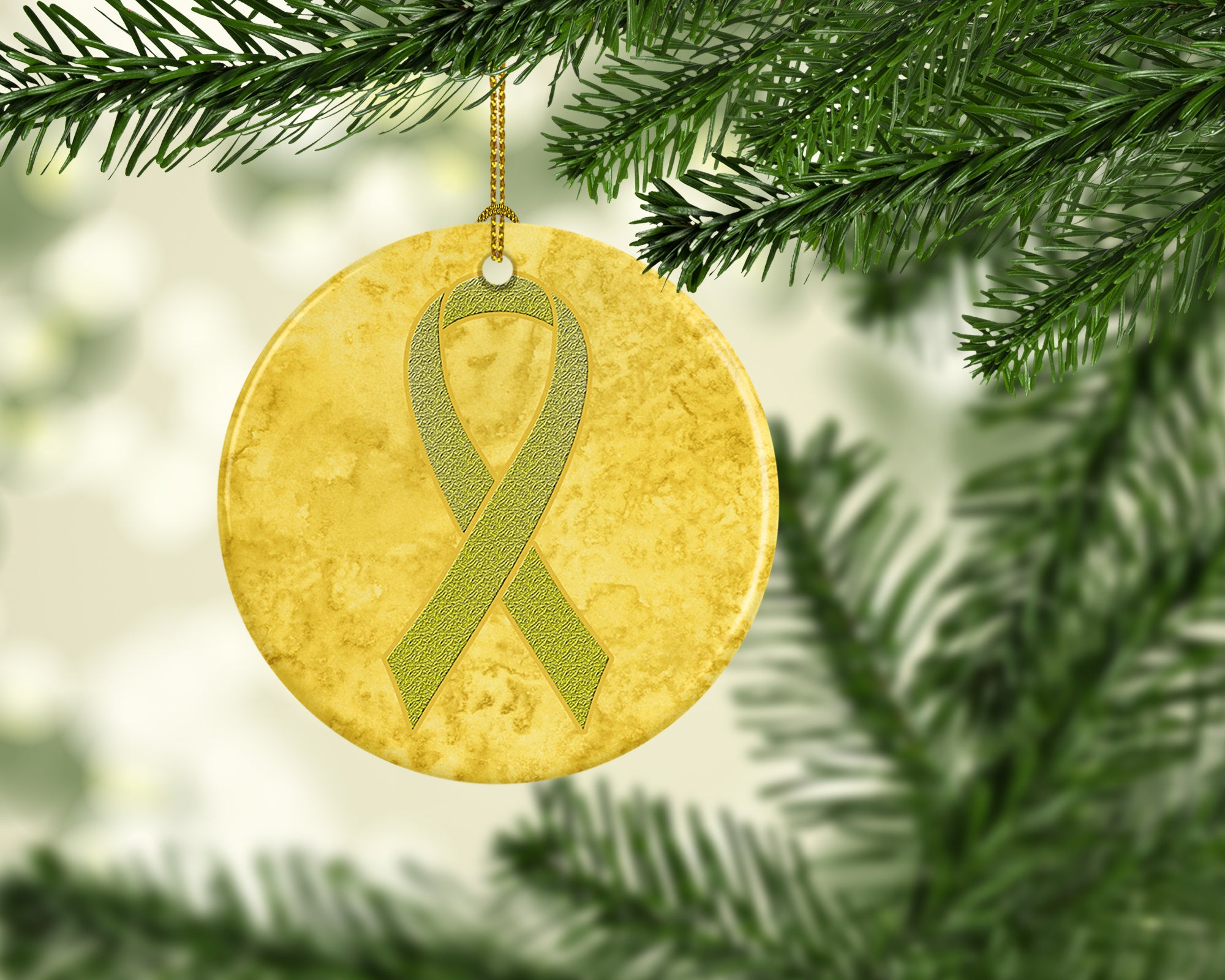 Yellow Ribbon for Sarcoma, Bone or Bladder Cancer Awareness Ceramic Ornament AN1203CO1 - the-store.com