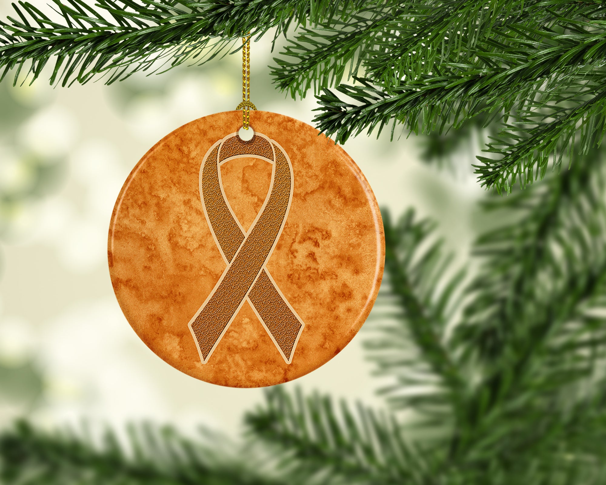 Orange Ribbon for Leukemia Awareness Ceramic Ornament AN1204CO1 - the-store.com