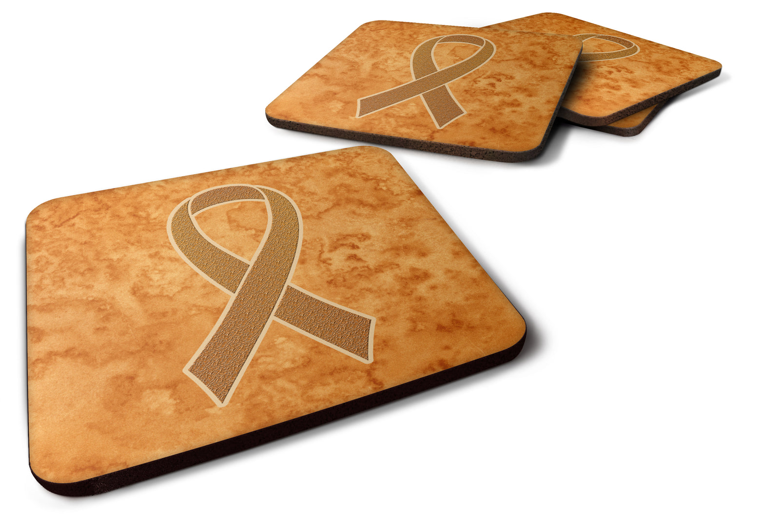 Set of 4 Orange Ribbon for Leukemia Awareness Foam Coasters AN1204FC - the-store.com