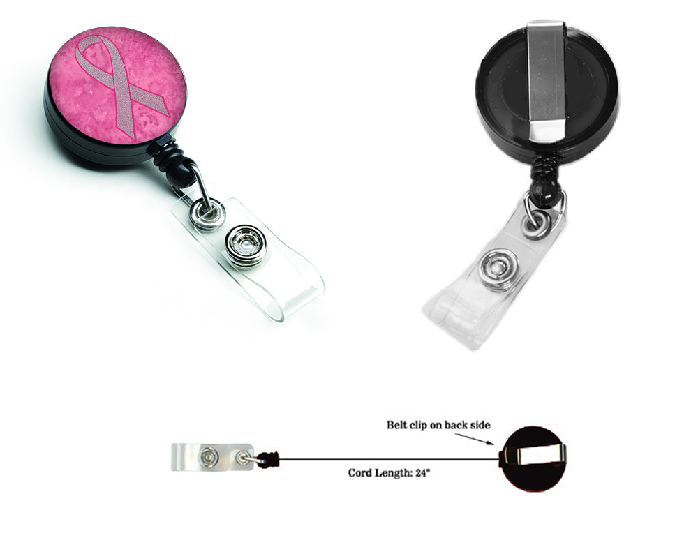 Pink Ribbon for Breast Cancer Awareness Retractable Badge Reel AN1205BR.