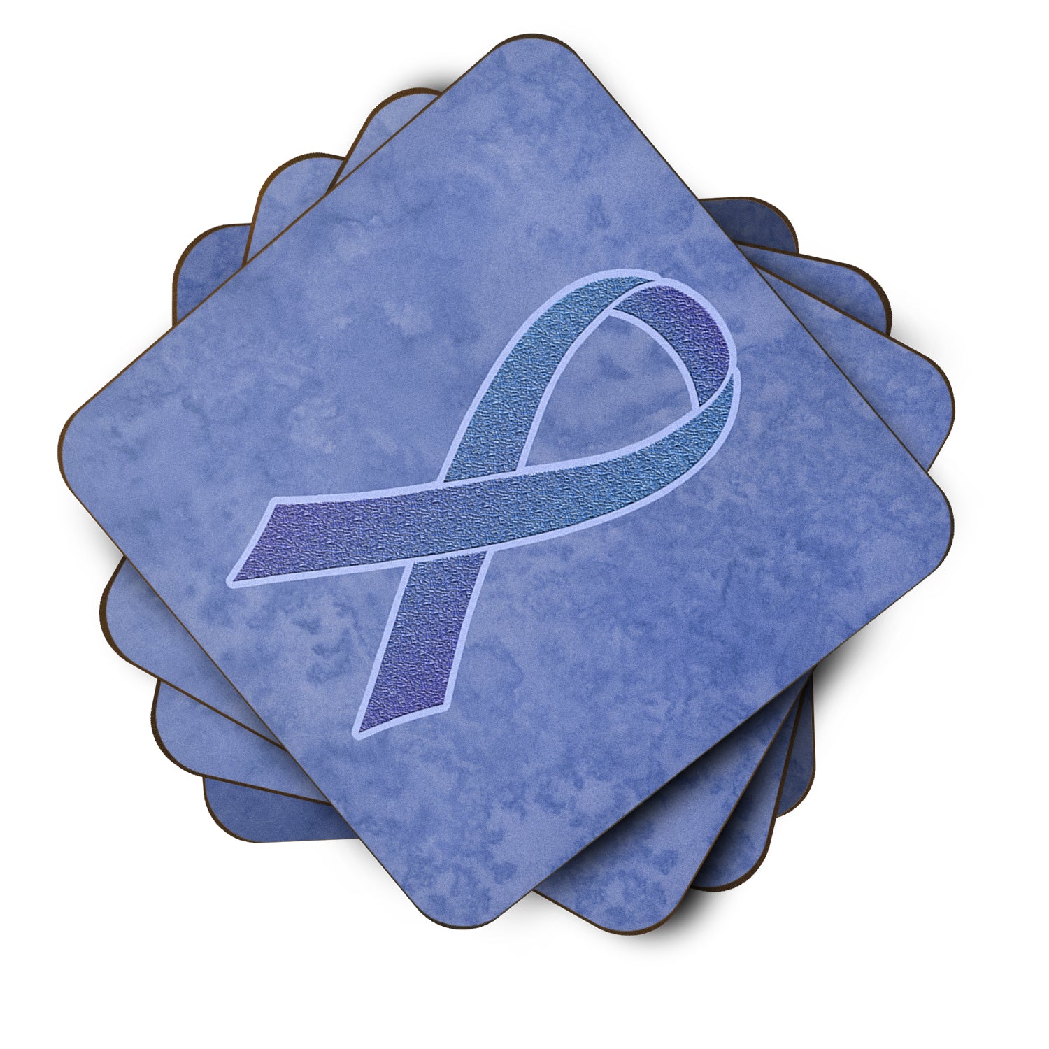 Set of 4 Periwinkle Blue Ribbon for Esophageal and Stomach Cancer Awareness Foam Coasters AN1208FC - the-store.com