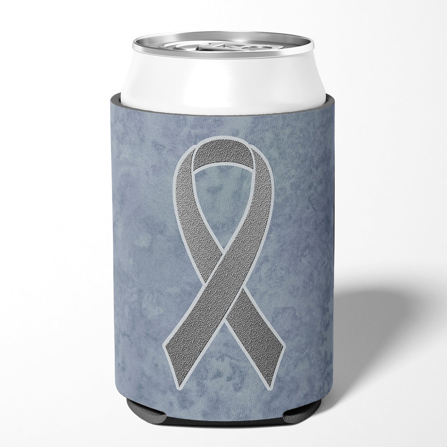 Grey Ribbon for Brain Cancer Awareness Can or Bottle Hugger AN1211CC.