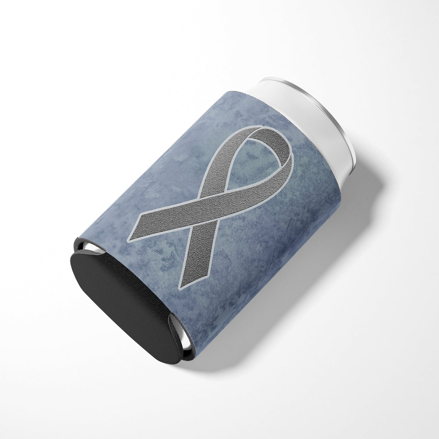 Grey Ribbon for Brain Cancer Awareness Can or Bottle Hugger AN1211CC.