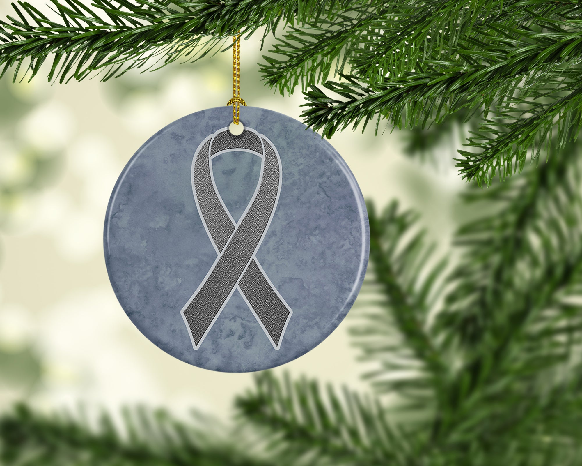 Grey Ribbon for Brain Cancer Awareness Ceramic Ornament AN1211CO1 - the-store.com