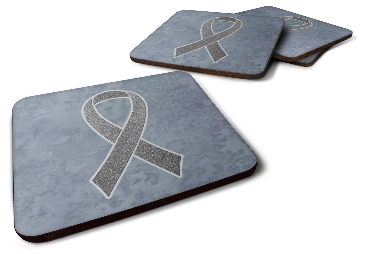 Set of 4 Grey Ribbon for Brain Cancer Awareness Foam Coasters AN1211FC - the-store.com