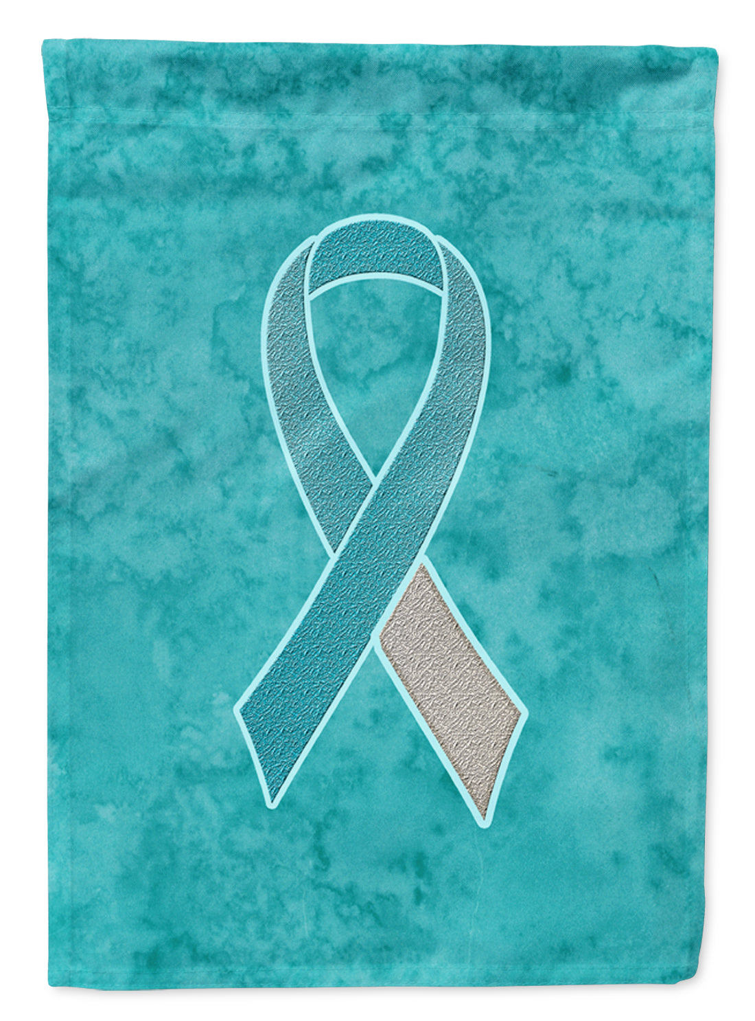 Teal and White Ribbon for Cervical Cancer Awareness Flag Garden Size  the-store.com.