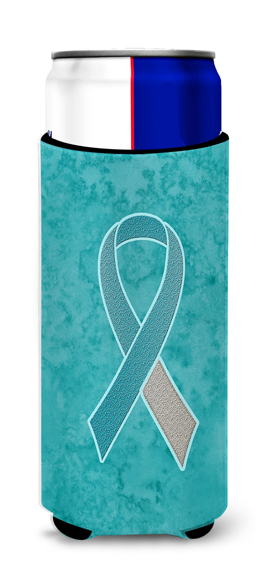 Teal and White Ribbon for Cervical Cancer Awareness Ultra Beverage Insulators for slim cans AN1215MUK.