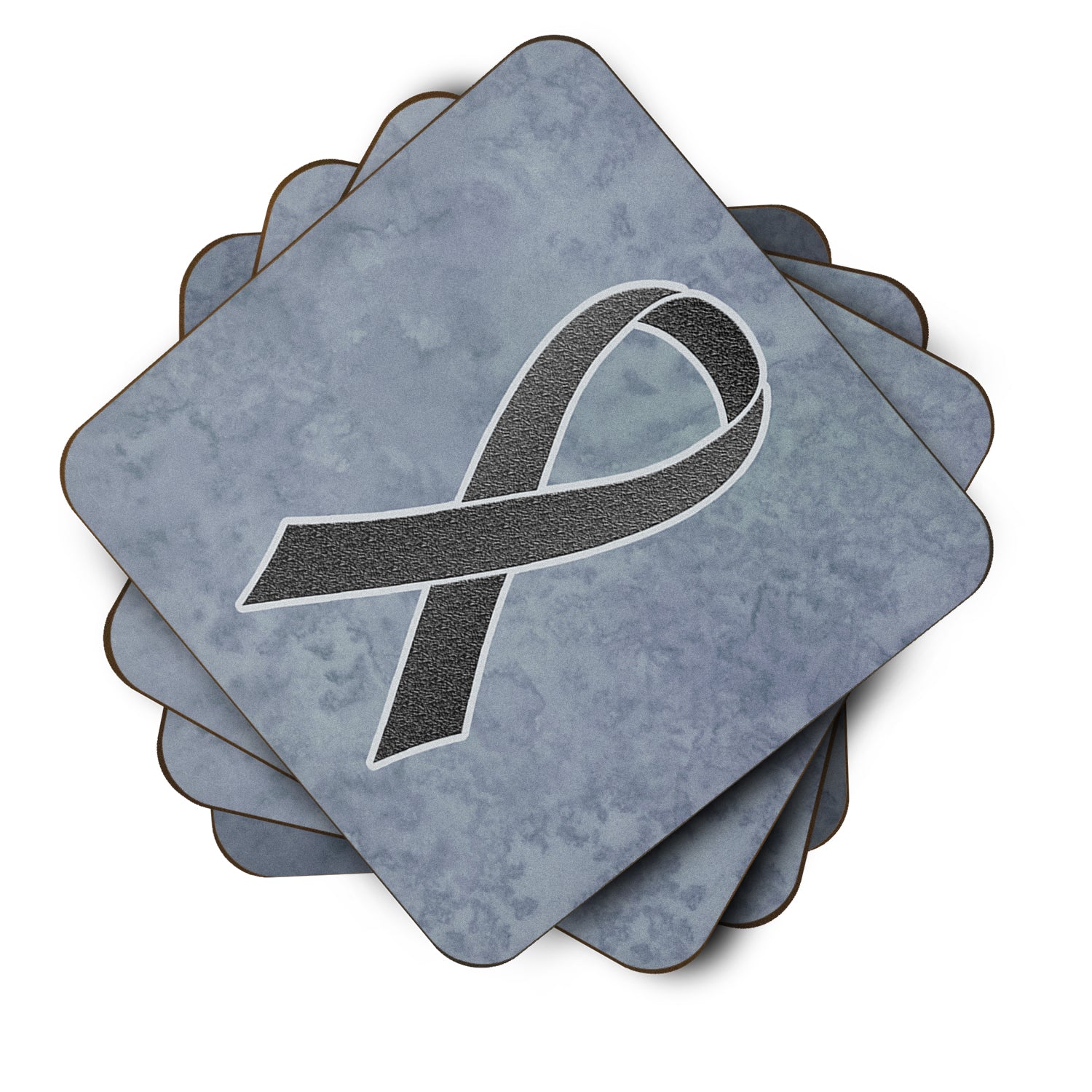 Set of 4 Black Ribbon for Melanoma Cancer Awareness Foam Coasters AN1216FC - the-store.com