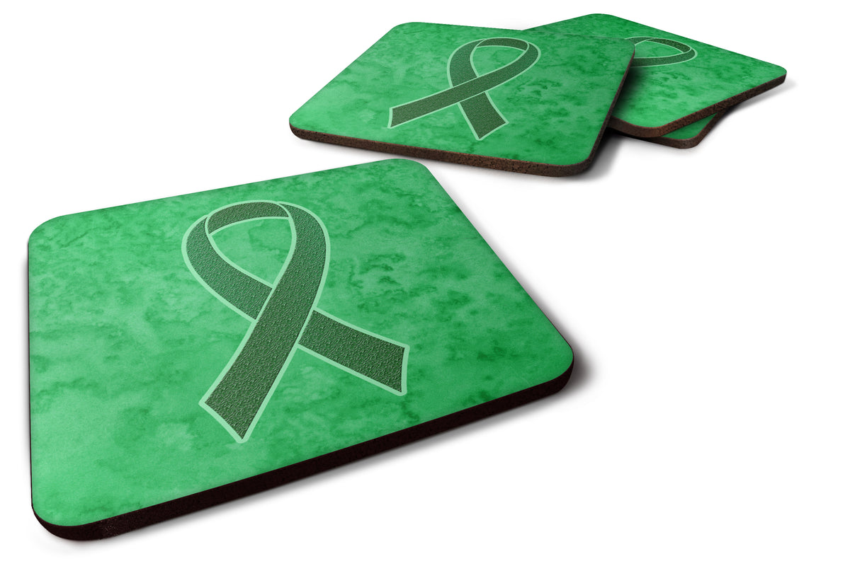 Set of 4 Kelly Green Ribbon for Kidney Cancer Awareness Foam Coasters AN1220FC - the-store.com