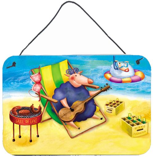 Pig Sunbathing on the Beach Wall or Door Hanging Prints APH0079DS812 by Caroline's Treasures