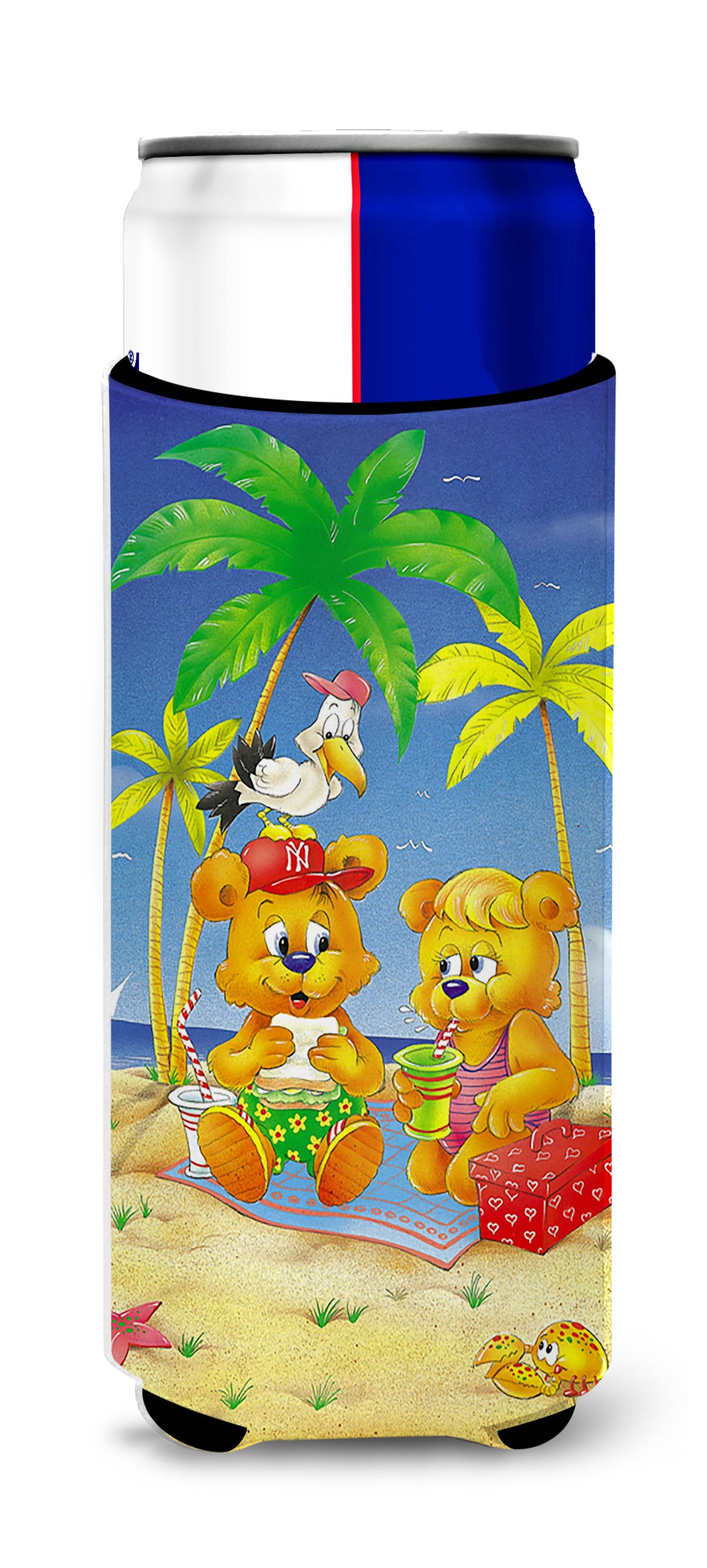 Teddy Bears Picnic on the Beach  Ultra Beverage Insulators for slim cans APH0239MUK  the-store.com.