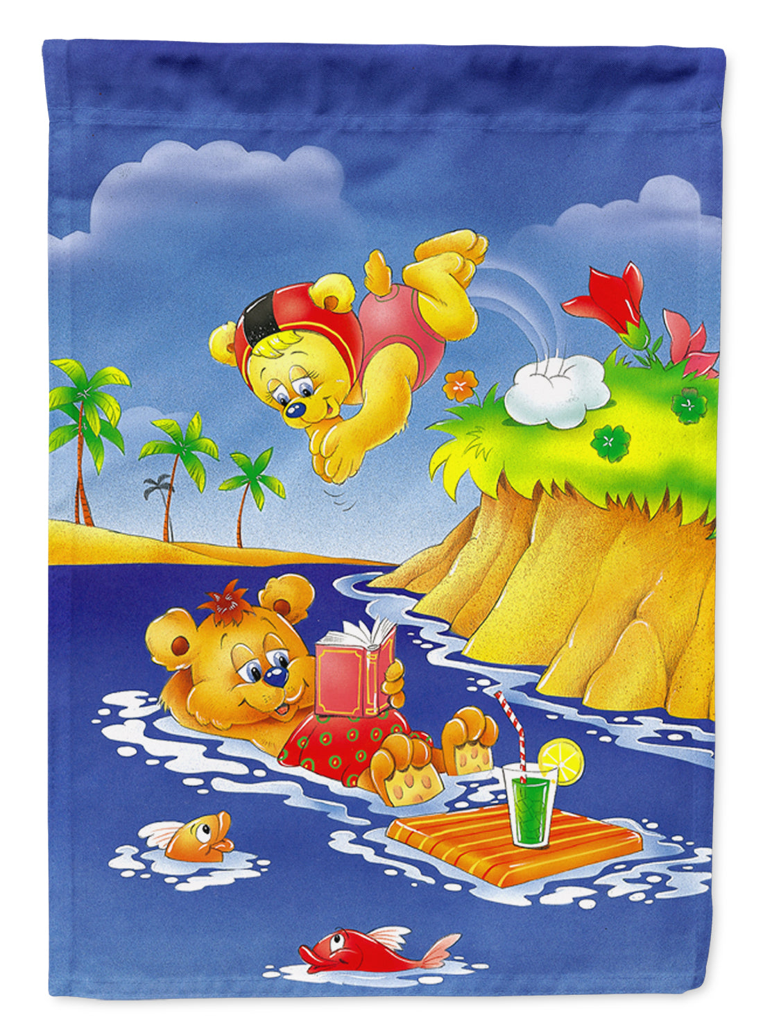 Teddy Bears Swimming and Diving Flag Canvas House Size APH0240CHF  the-store.com.
