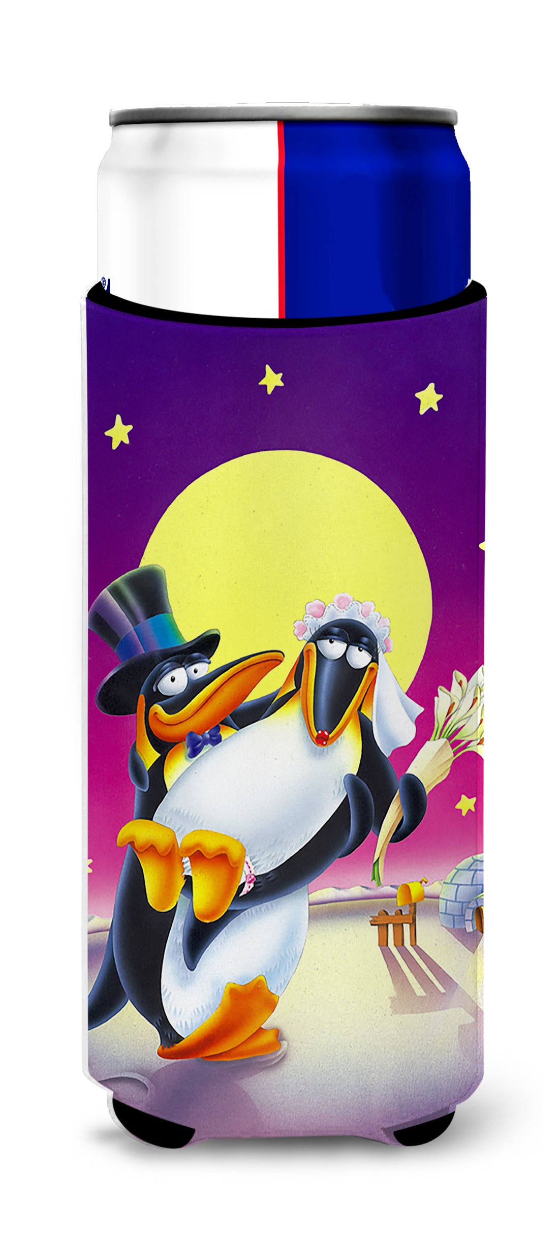 Just Married Wedding Penguins  Ultra Beverage Insulators for slim cans APH0244MUK  the-store.com.