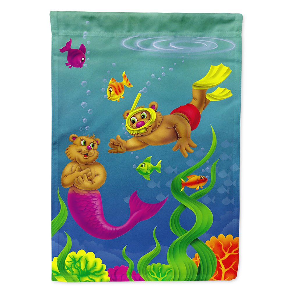 Teddy Bear Mermaid and Diver Flag Canvas House Size APH0414CHF  the-store.com.