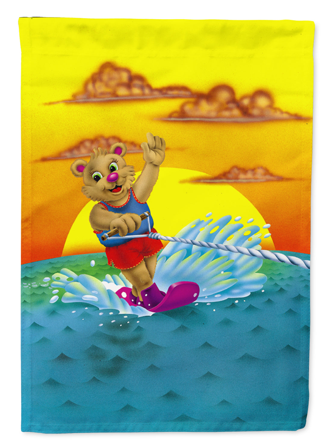 Teddy Bear Water Skiing Flag Garden Size  the-store.com.