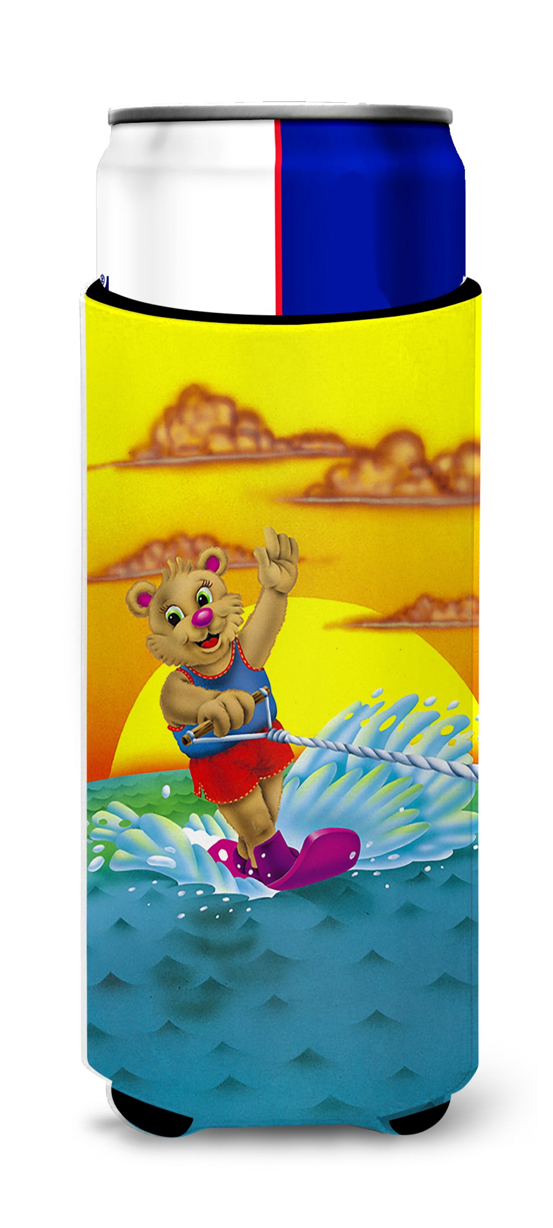 Teddy Bear Water Skiing  Ultra Beverage Insulators for slim cans APH0415MUK  the-store.com.