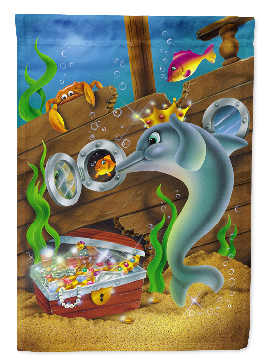 Dolphins Treasure Chest Flag Garden Size  the-store.com.