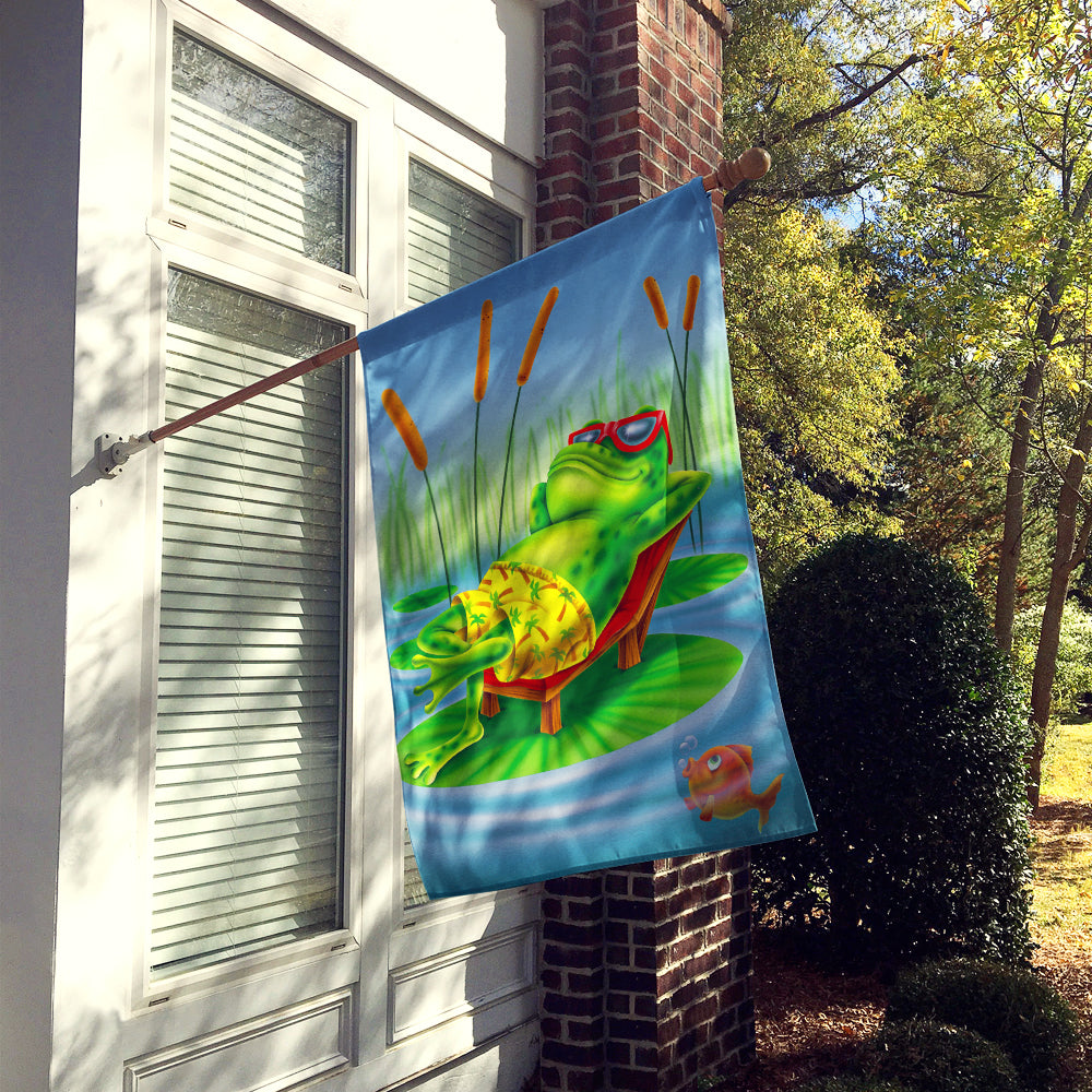 Frog Chilaxin on the Lilly Pad Flag Canvas House Size APH0521CHF  the-store.com.